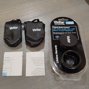 2 Vivitar Digital Camera Lens .43x Wide Angle  Macro 2.5x Telephoto 30 37 40.5mm